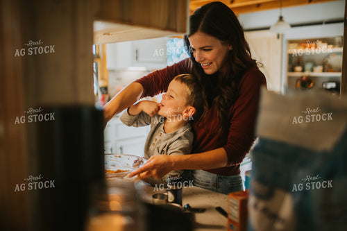 Farm Mom and Farm Kid Cooking in Kitchen 4998