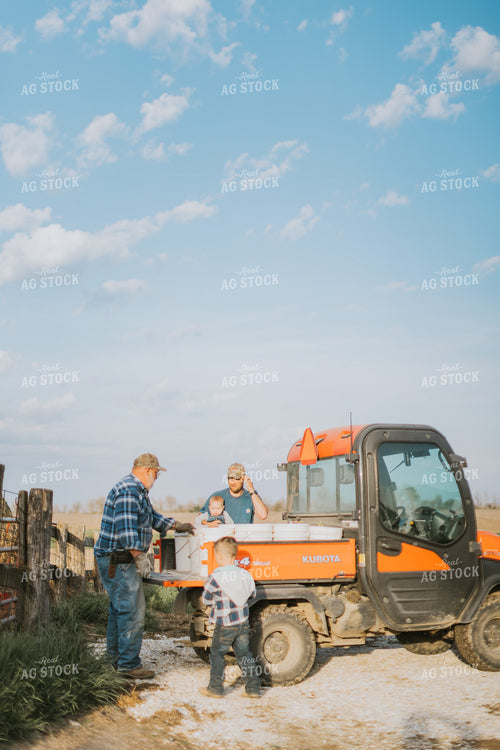 Farmers and Farm Kid Doing Chores 7402