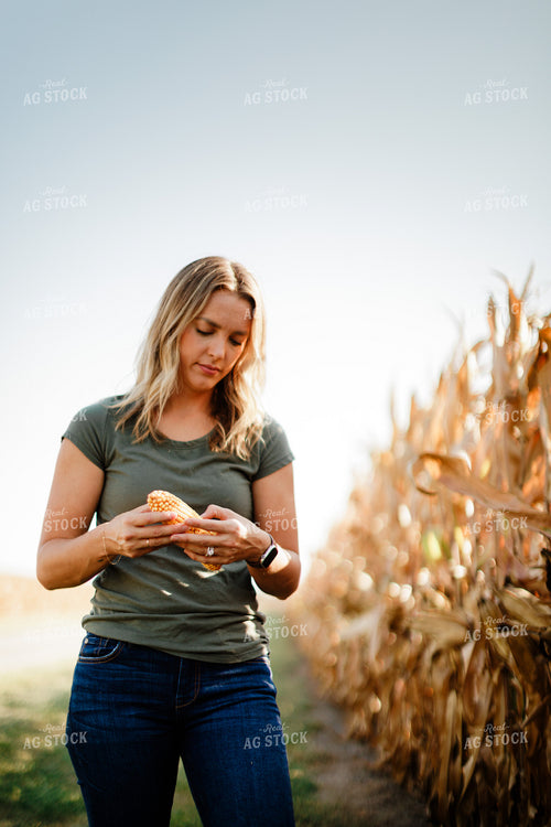 Female Agronomist Checking Corn 9207