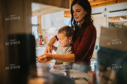 Farm Mom and Farm Kid Cooking in Kitchen 4997