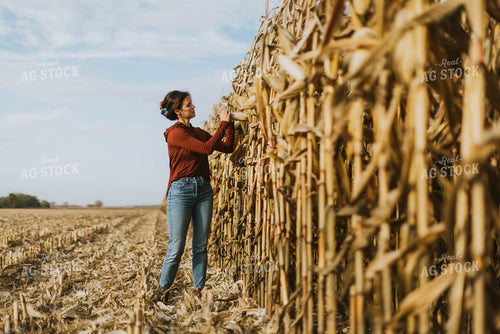 Female Farmer Checking Corn 8517
