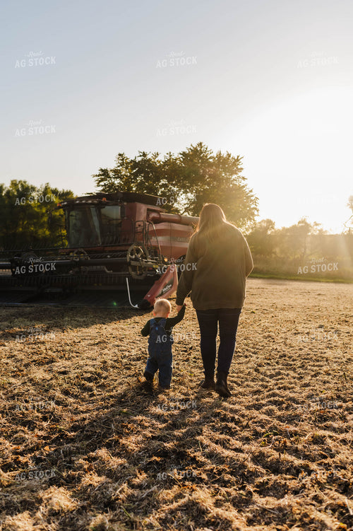 Farm Kid Walking to Combine 115175