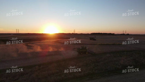 Aerial Drone of Soybean Harvest at Sunset in Field with Terraces 7372