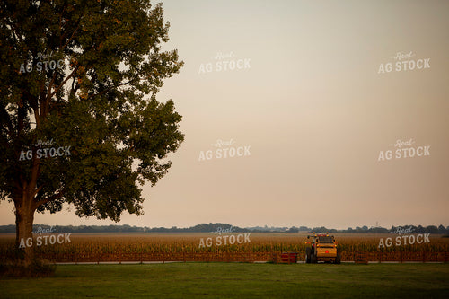 Tractor and Baler Exiting Field 5514