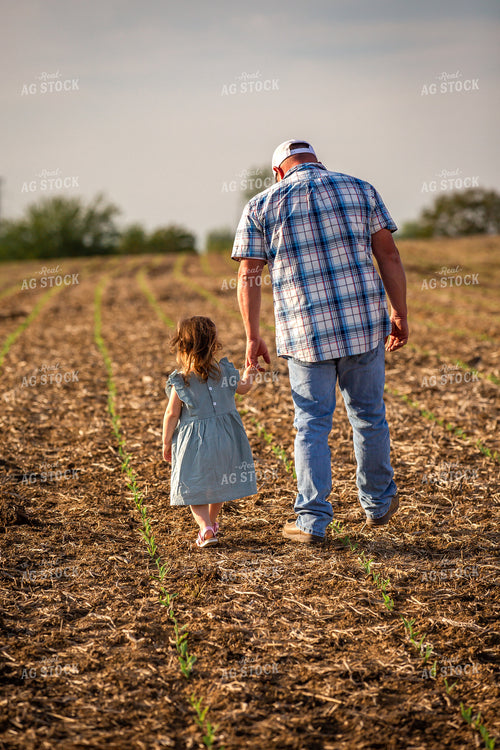 Farmer and Daughter Checking Corn 270014