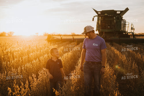 Farmer and Son in Soybean Field 6980