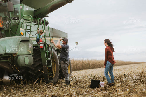 Farm Family Loading Kids into Combine 8562
