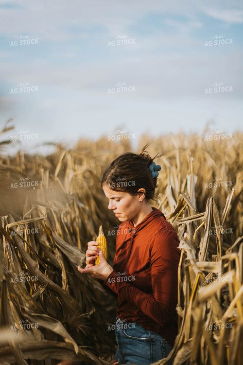 Female Farmer Checking Corn 8508