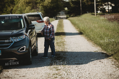 Grandma Talking to Granddaughter Along Field 4163