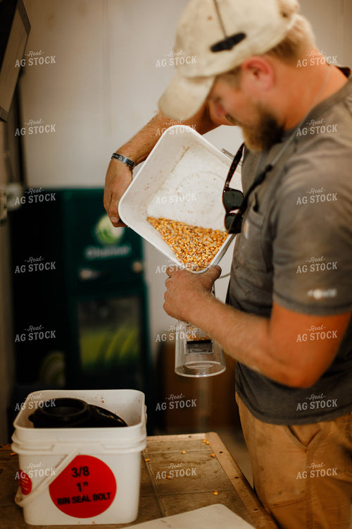 Farmer Checking Moisture of Stored Corn 9341