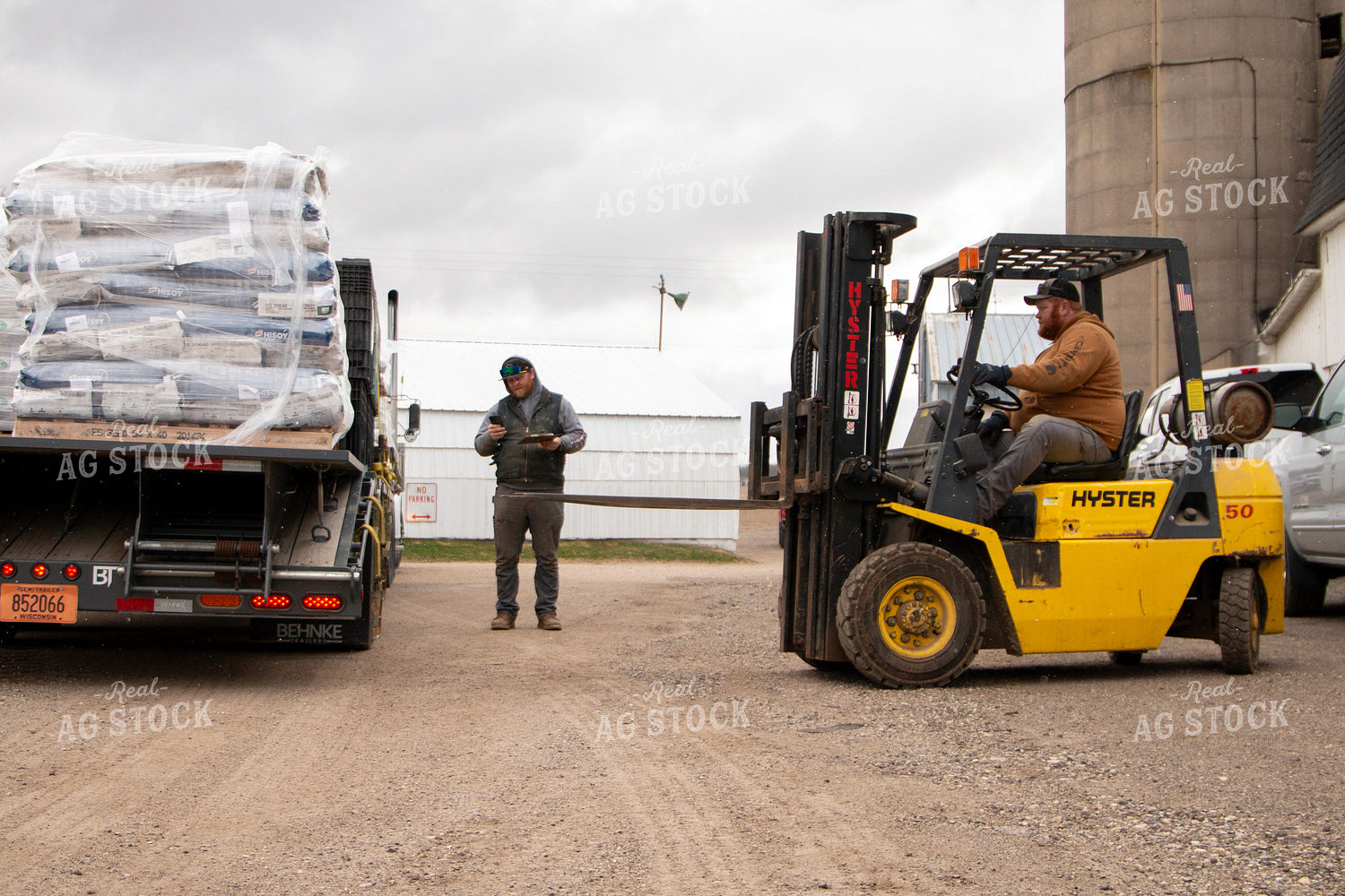 Unloading Soybean Seed Bags from Trailer 157198