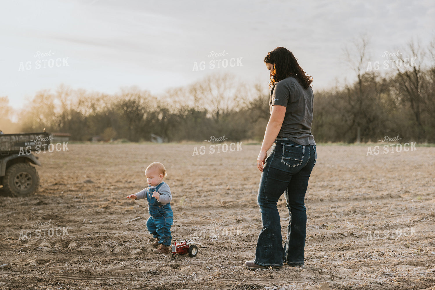 Farmer and Farm Kid in Field 7426