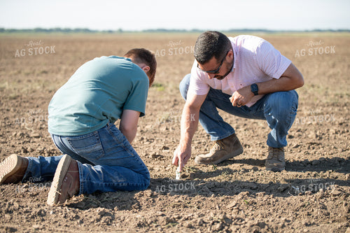 Father and Son Checking Seed Depth 86040