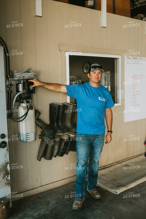 Farmer Opening Shop Door 6187