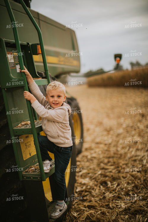 Farm Kid Entering Combine 6680