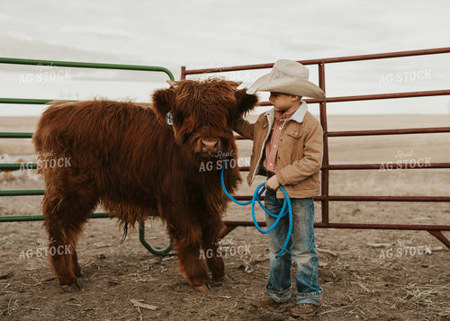Farm Kid with Highland Calf 61225