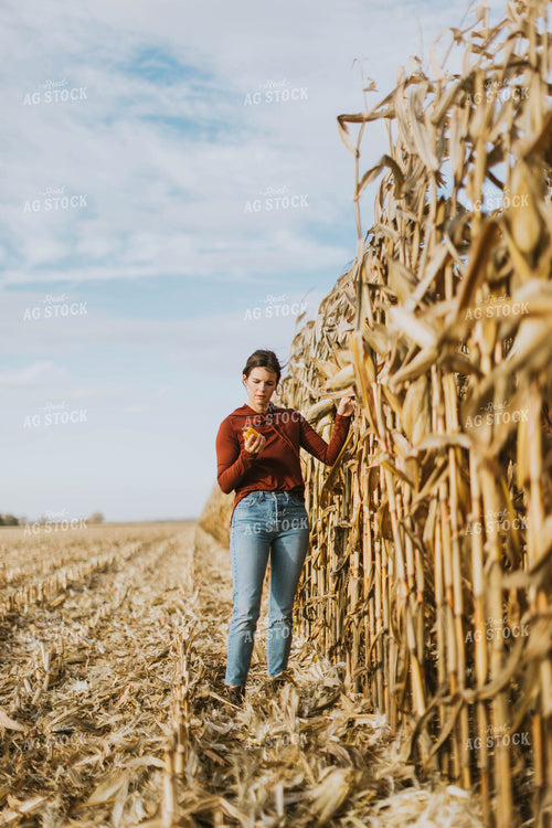 Female Farmer Checking Corn 8519