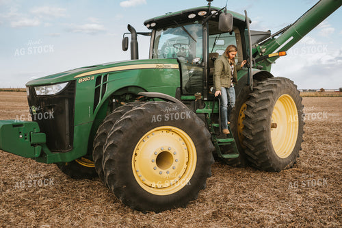 Female Farmer in Tractor with Grain Cart 3506