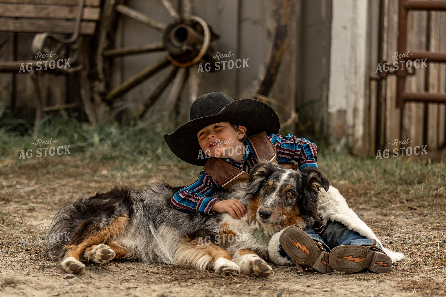 Ranch Kid with Farm Dog 188163