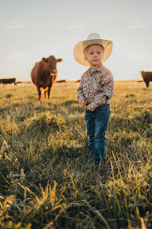 Farm Kid in Cattle Pasture 61122