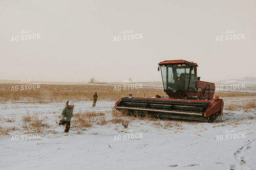 Farm Kids Playing in Snow 61154