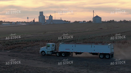 Semi Leaving Field During Harvest 239428