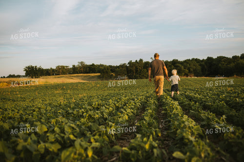 Farmer and Farm Kid in Soybean Field 6003
