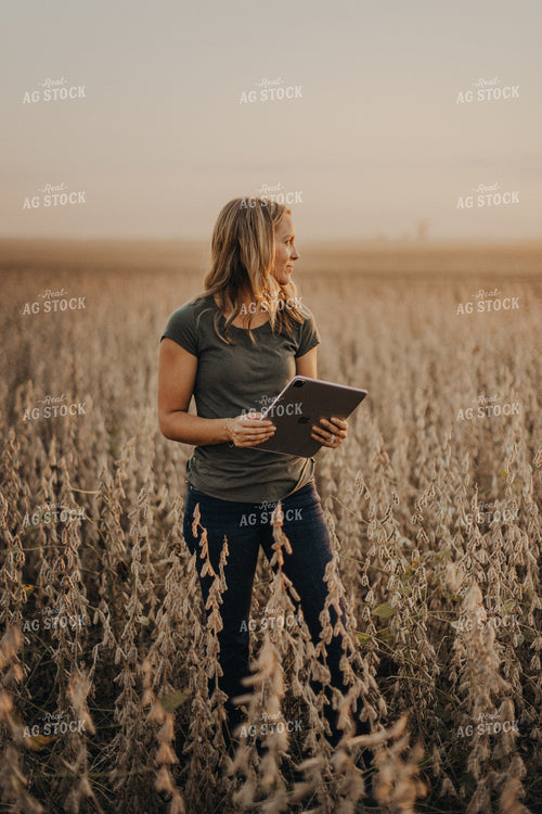 Female Agronomist Checking Soybeans 9262