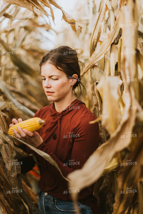 Female Farmer Checking Corn 8510