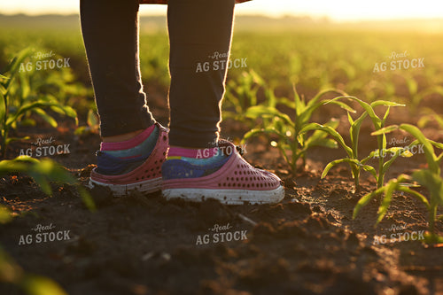 Farm Kid Stands in Corn Field 100032