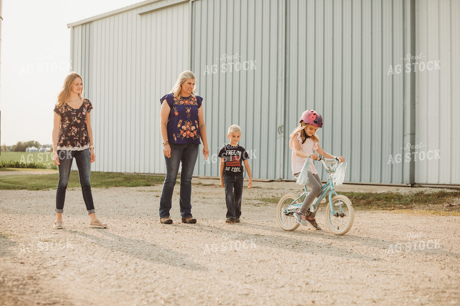Farm Family Walking Along Corn Field 4475