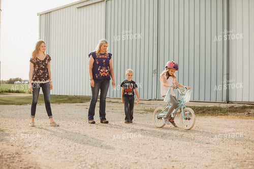 Farm Family Walking Along Corn Field 4475