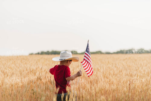 Farm Kid with American Flag 115077
