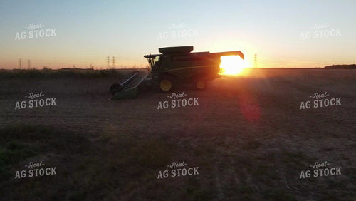 Aerial Drone of Soybean Harvest at Sunset in Field with Terraces 7373