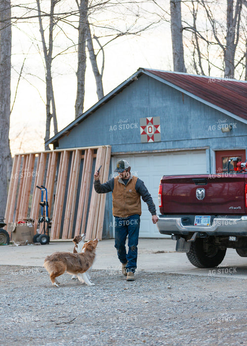 Farmer with Farm Dog 52971