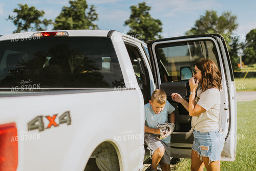 Farm Family Getting Out of Truck 8727