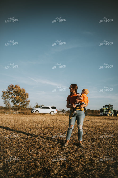 Farm Mom and Kid in soybean Field 7221