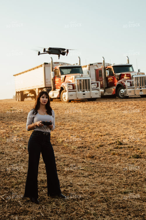 Female Farmer Flying Drone 268079