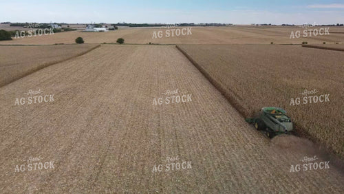 Aerial of Corn Harvest Combine Picking 7378
