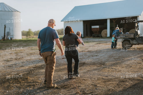 Farm Family Walking in Farmyard 7415