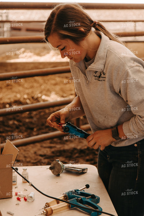 Female Farmer Tagging Cattle 67735