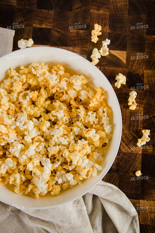 Popcorn in Bowl on Butcherblock 67335