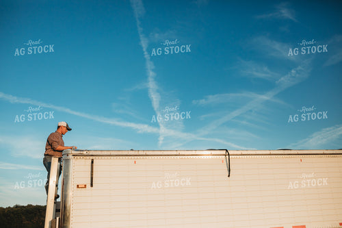 Farmer Checking Semi Truck 4874