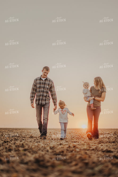 Farm Family Walking in Field 9273