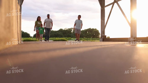 Farm Family Walking by Grain Bin 9173