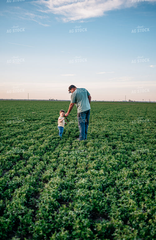 Farmer and Farm Kid Standing in Field 56614