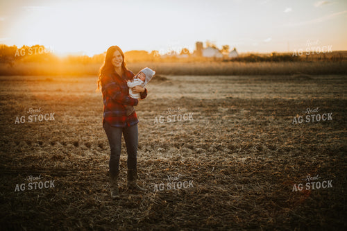 Farm Mom and Wife with Baby in Soybean Field 5104