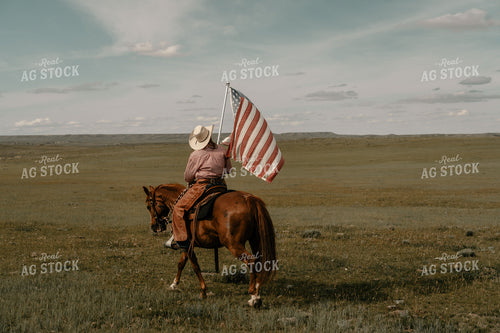 Rancher on Horse with Flag 58207
