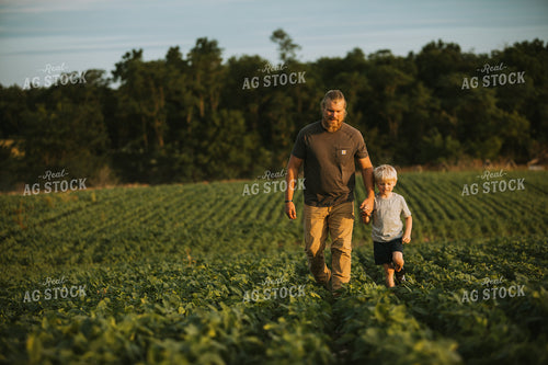 Farmer and Farm Kid in Soybean Field 6004