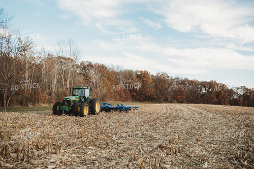 Tractor Disking Corn Field 3629